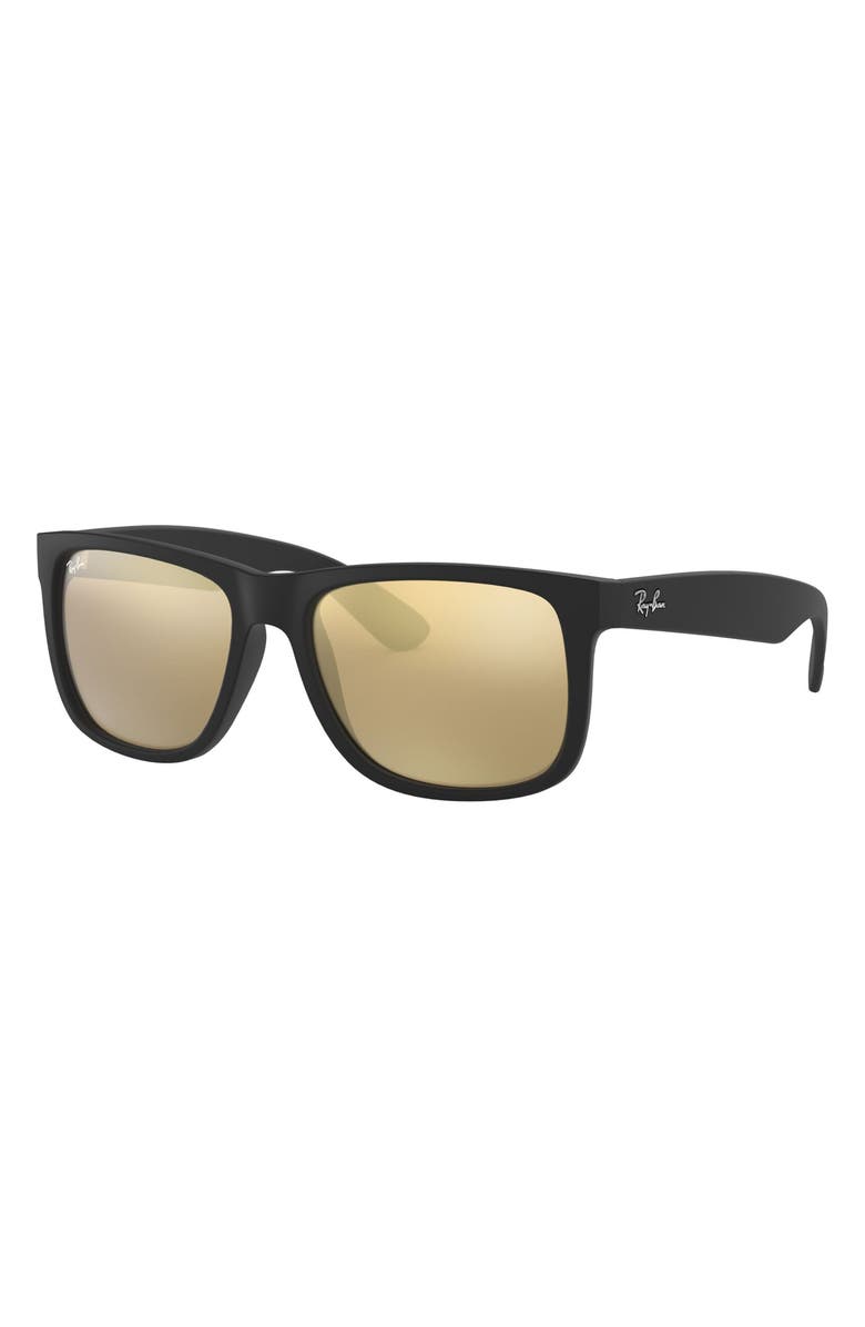 Ray-Ban Justin 54mm Rectangular Sunglasses, Alternate, color, Brown Mirror Gold