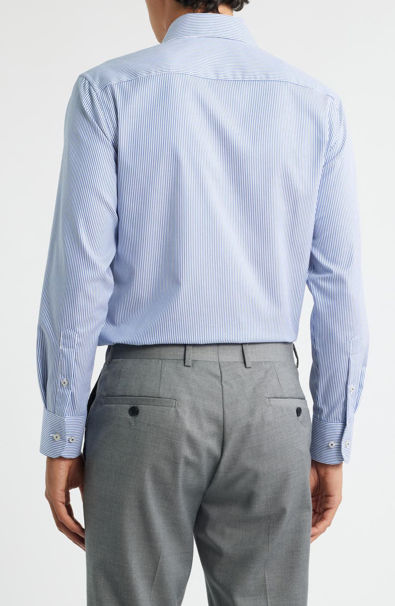 1863 by Eterna Banker Stripe Non-Iron Cotton Twill Dress Shirt, Alternate, color, Blue