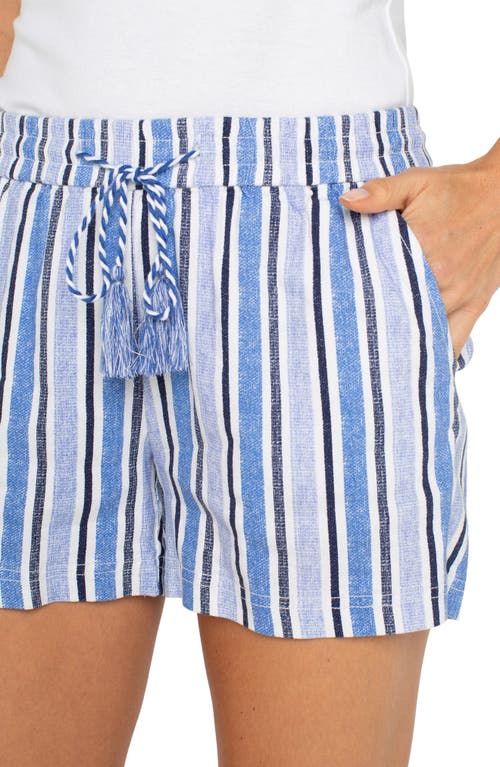 Liverpool Los Angeles Stripe Drawstring Shorts In White/blue Stripe Print