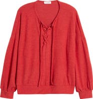 Loveappella Lace-Up Knit Top