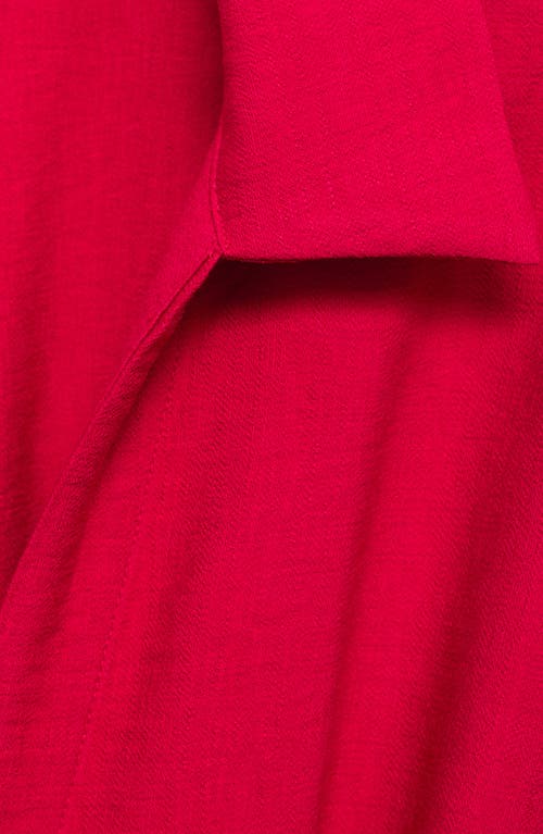 Mango Short Sleeve Belted Midi Dress In Red