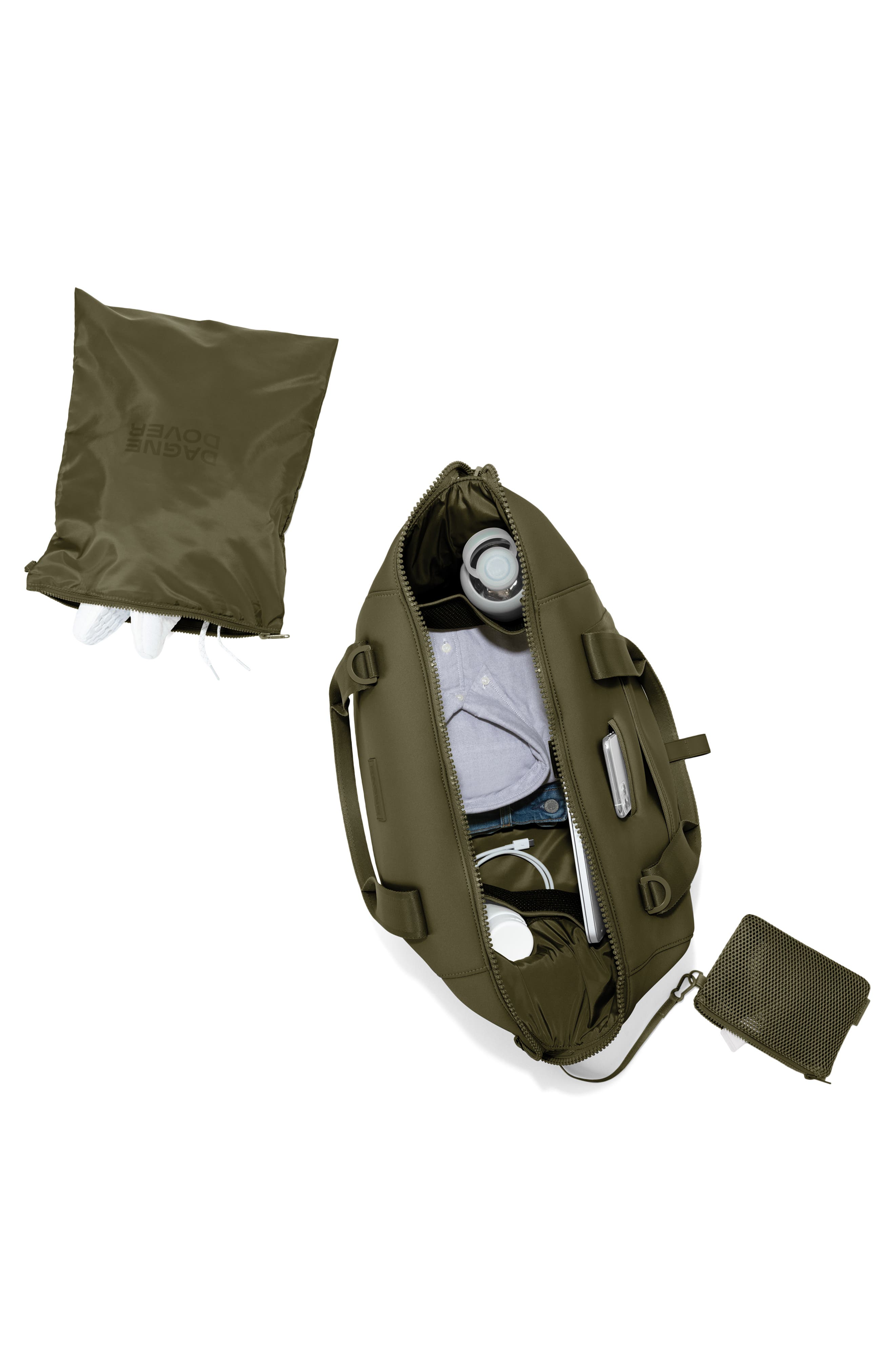 Landon Large Neoprene Carryall, Alternate, color, DARK MOSS
