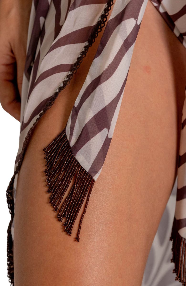 Cosita Linda Print Halter Cover-Up Maxi Dress, Alternate, color, Vanilla Custard