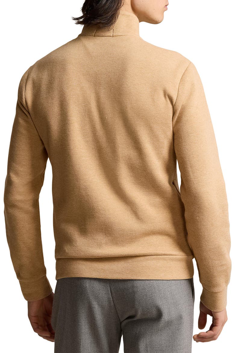 Double Knit Jacquard Quarter Zip Top, Alternate, color, CLASSIC CAMEL HEATHER