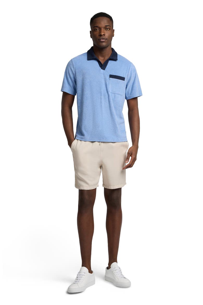 Towel Terry Pocket Johnny Collar Polo, Main, color, Riviera/Navy