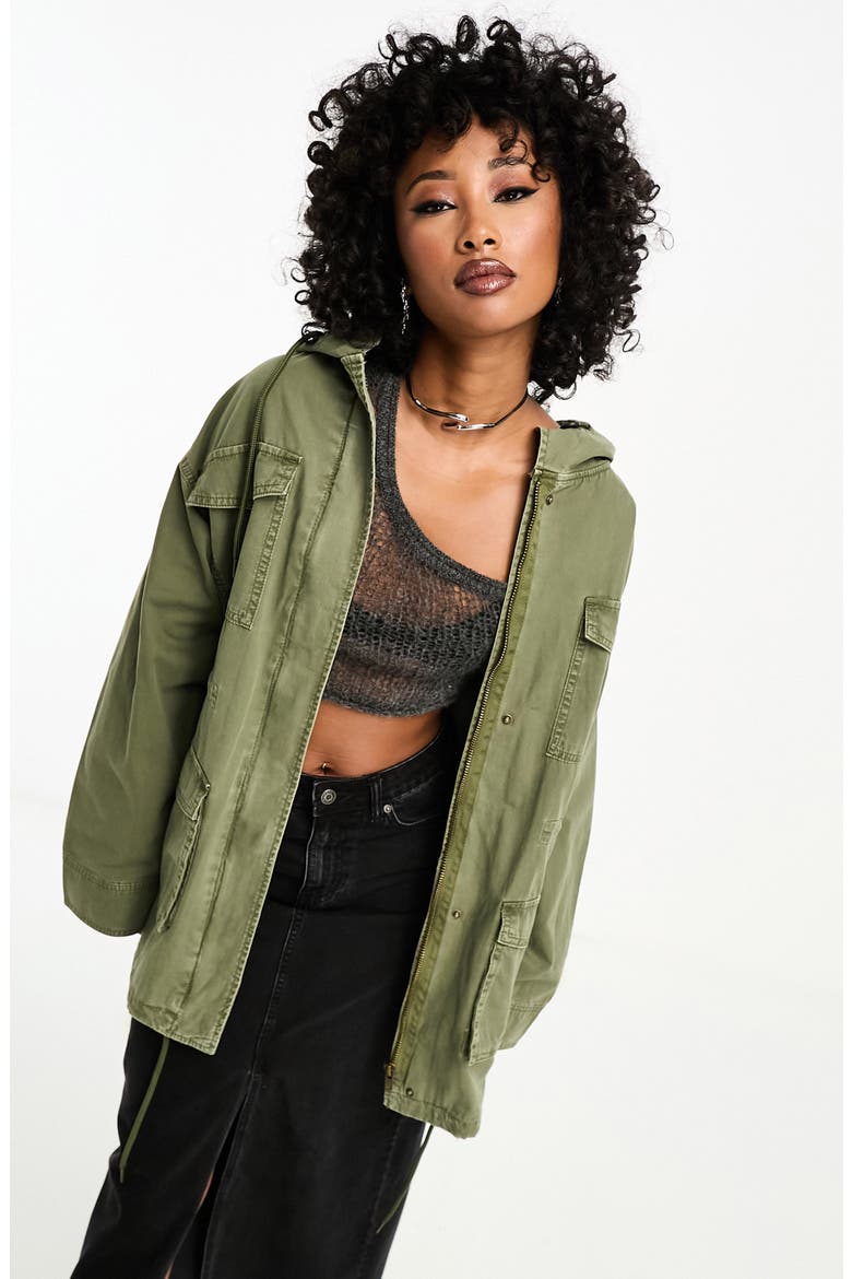 Hooded Cotton Twill Parka, Main, color, KHAKI
