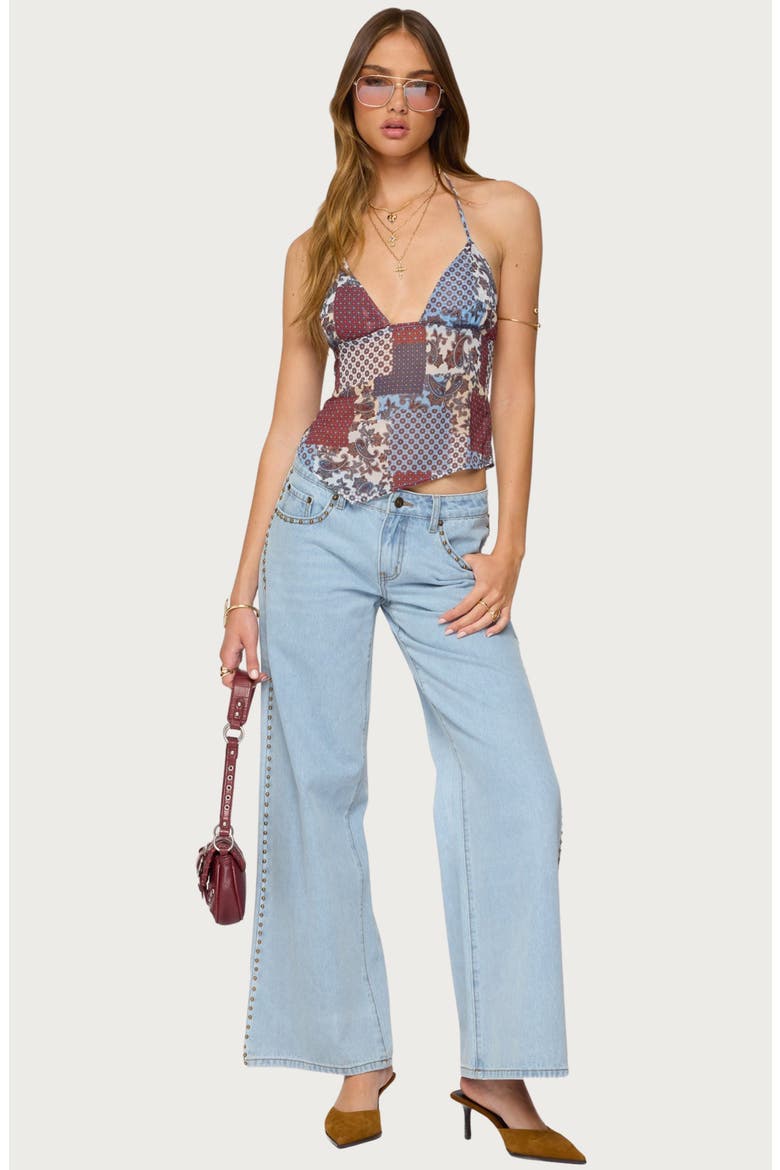 Mixed Patchwork Backless Halter Tank, Alternate, color, MIX
