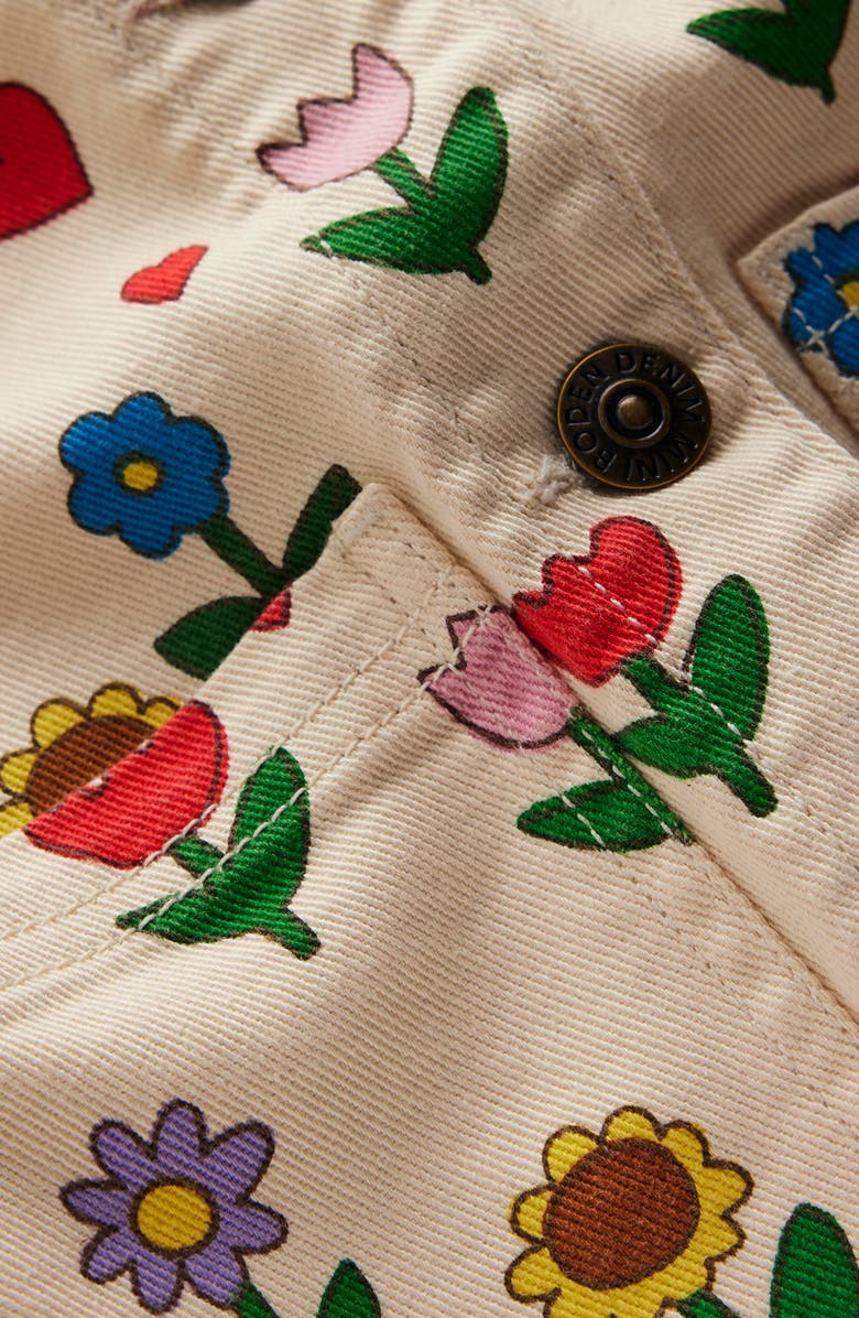 Mini Boden Kids' Floral Denim Jacket, Alternate, color, Ivory Sunflower Garden
