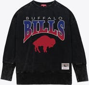 Mitchell & Ness Women's Mitchell & Ness  Black Buffalo Bills Delineate Mineral Wash Crewneck Sweatshirt