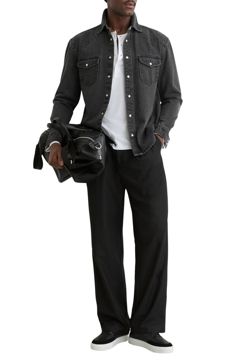 Finley Denim Snap-Up Shirt, Alternate, color, WASHED BLACK
