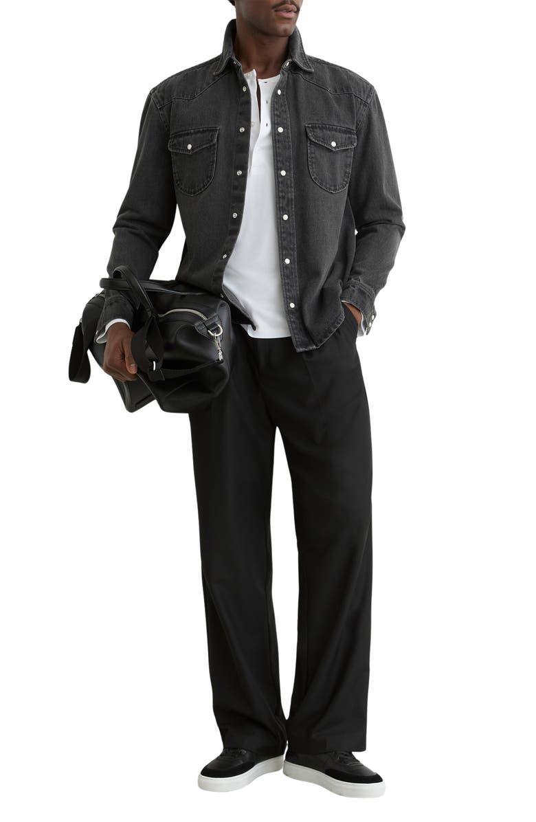 Reiss Finley Denim Snap-Up Shirt, Alternate, color, Washed Black