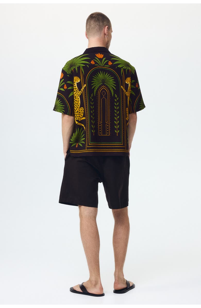H&M Relaxed Fit Printed Resort Shirt, Alternate, color, Dark Brown/Leopard