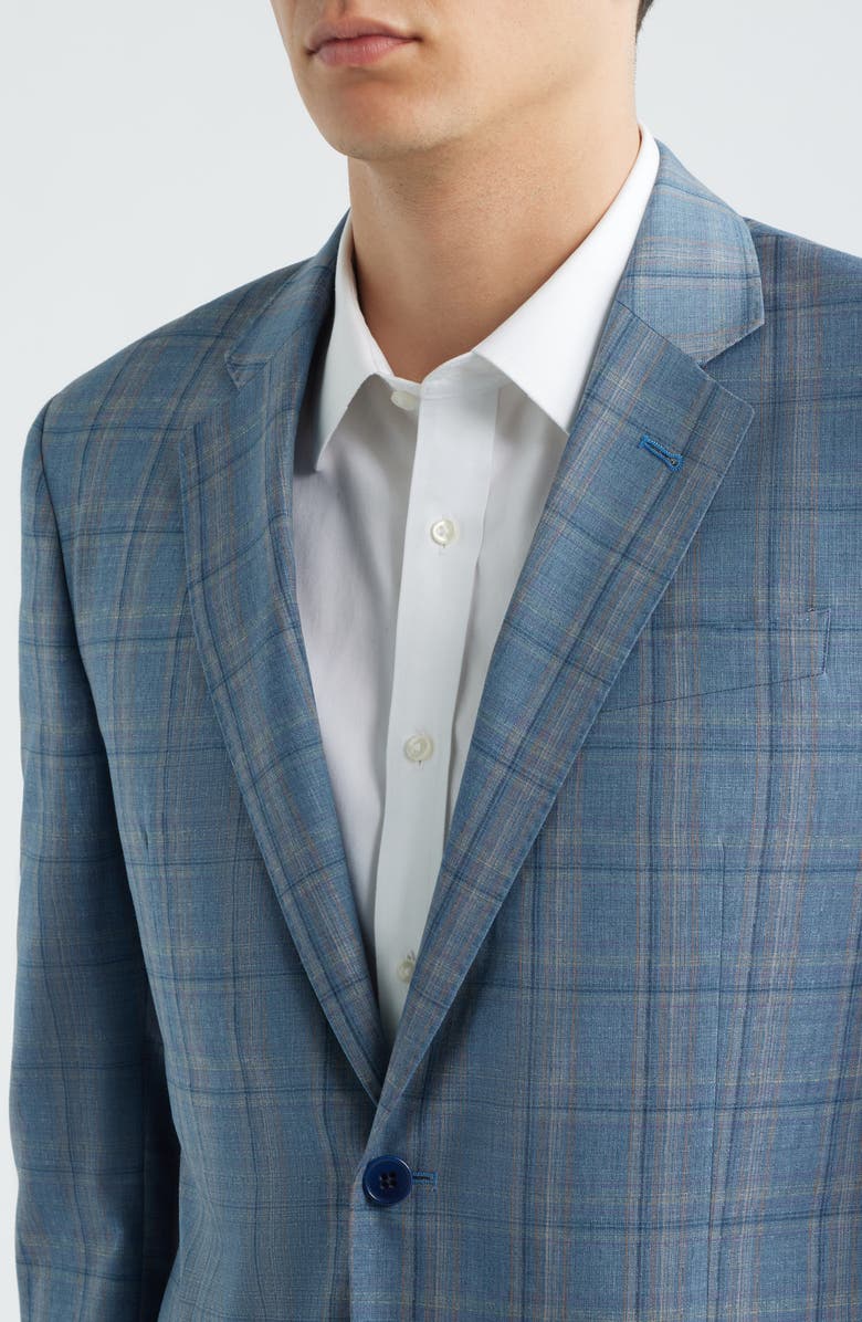 Emporio Armani Dusty Teal Check Virgin Wool Sport Coat, Alternate, color, Dusty Teal