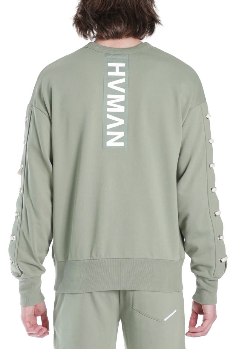 Lace-Up Sweatshirt, Alternate, color, GREEN LACE