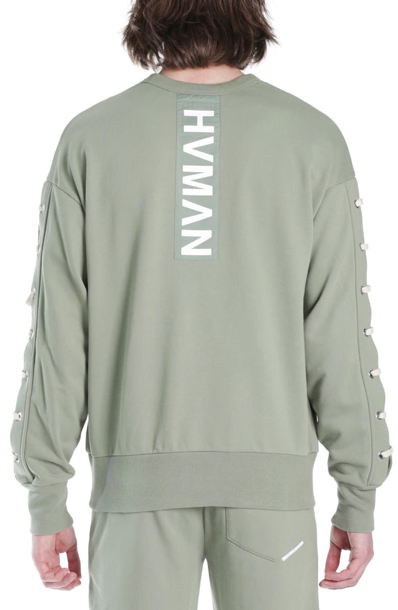 HVMAN Lace-Up Sweatshirt, Alternate, color, Green Lace
