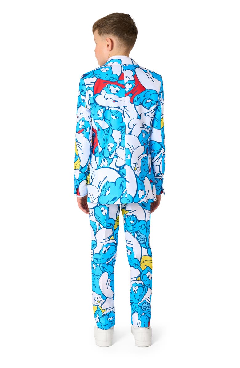 OppoSuits Kids' The Smurfs Two-Piece Suit & Tie Set, Alternate, color, Blue Multi