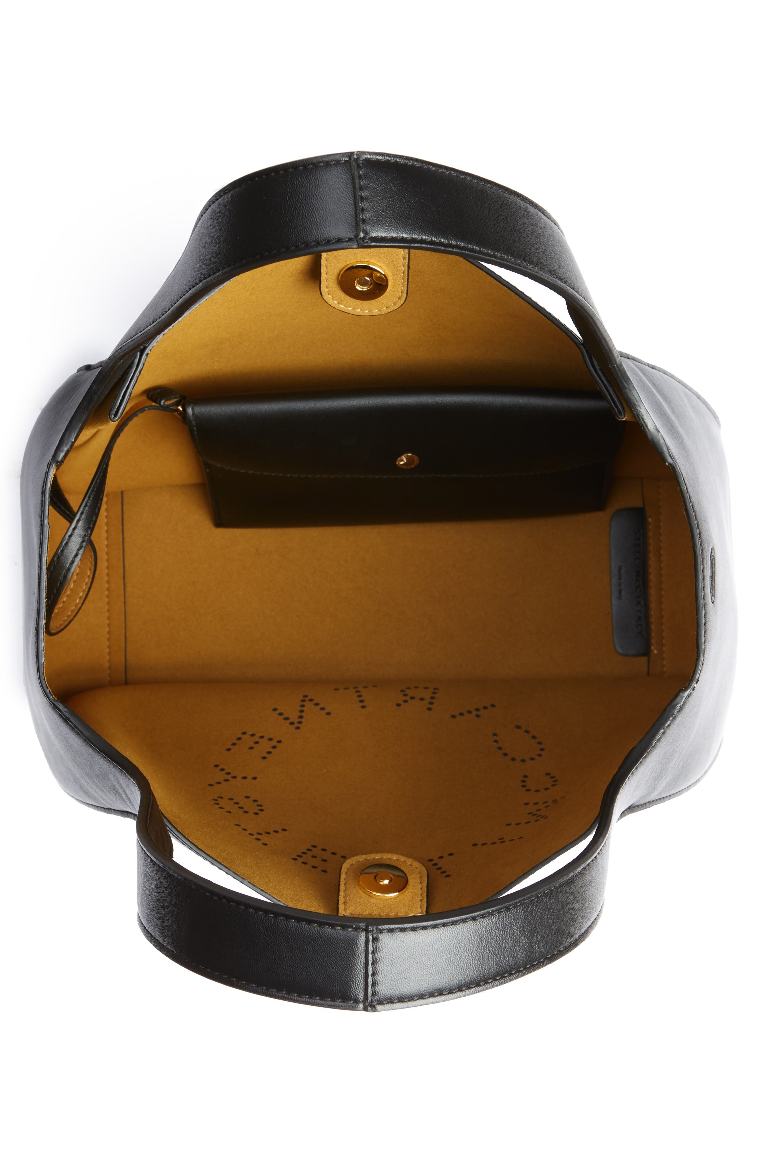 Stella McCartney Perforated Logo Faux Leather Satchel, Alternate, color, 