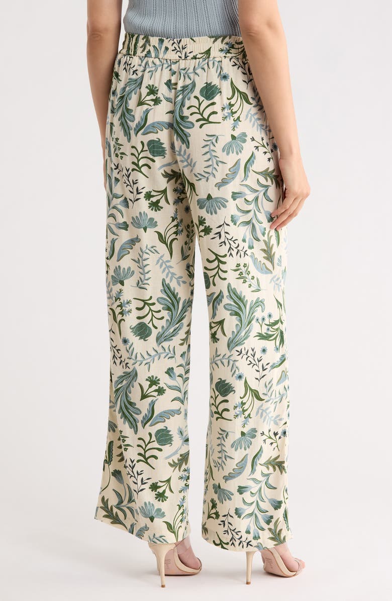 T Tahari Pull-On Wide Leg Pants, Alternate, color, Natural Green Print