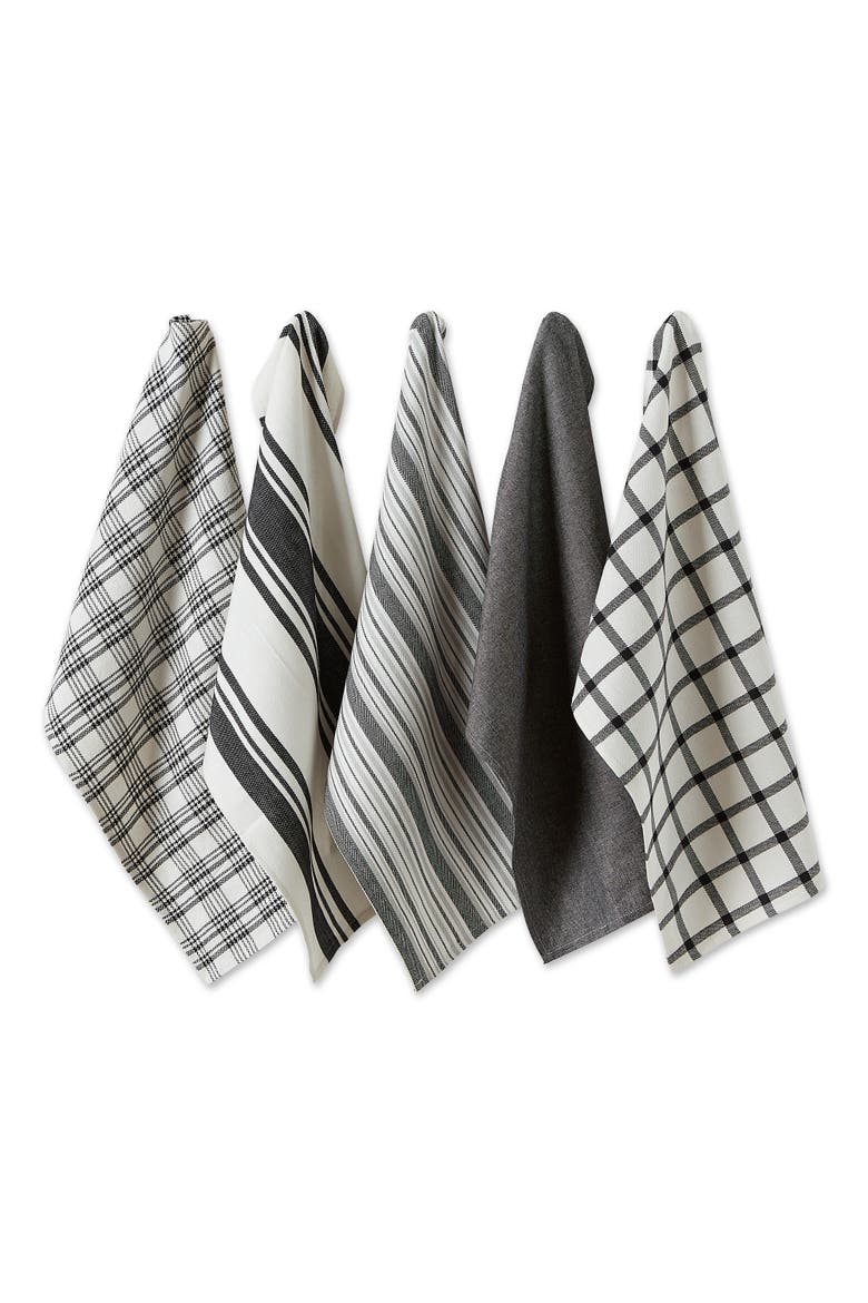 Everyday Mixed Basic Dishtowel Set/5, Main, color, Black
