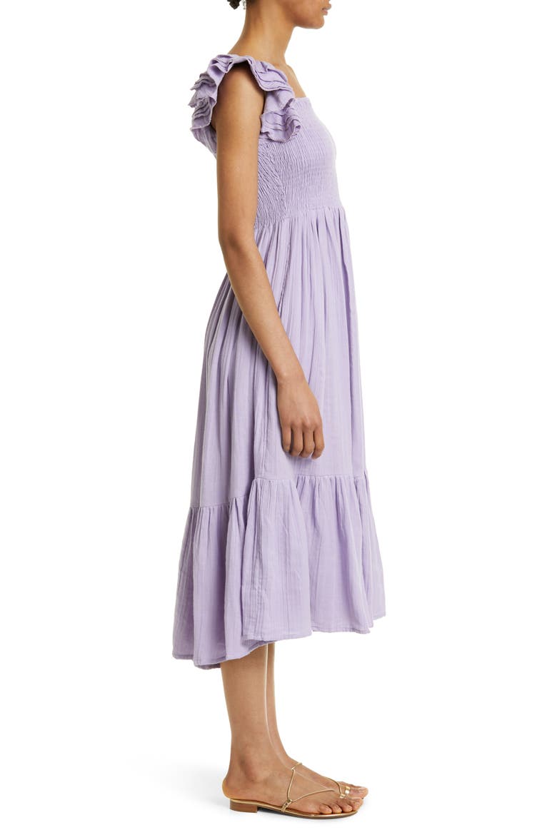 Olympia Smocked Midi Dress, Alternate, color, TAFFY DOUBLE GAUZE