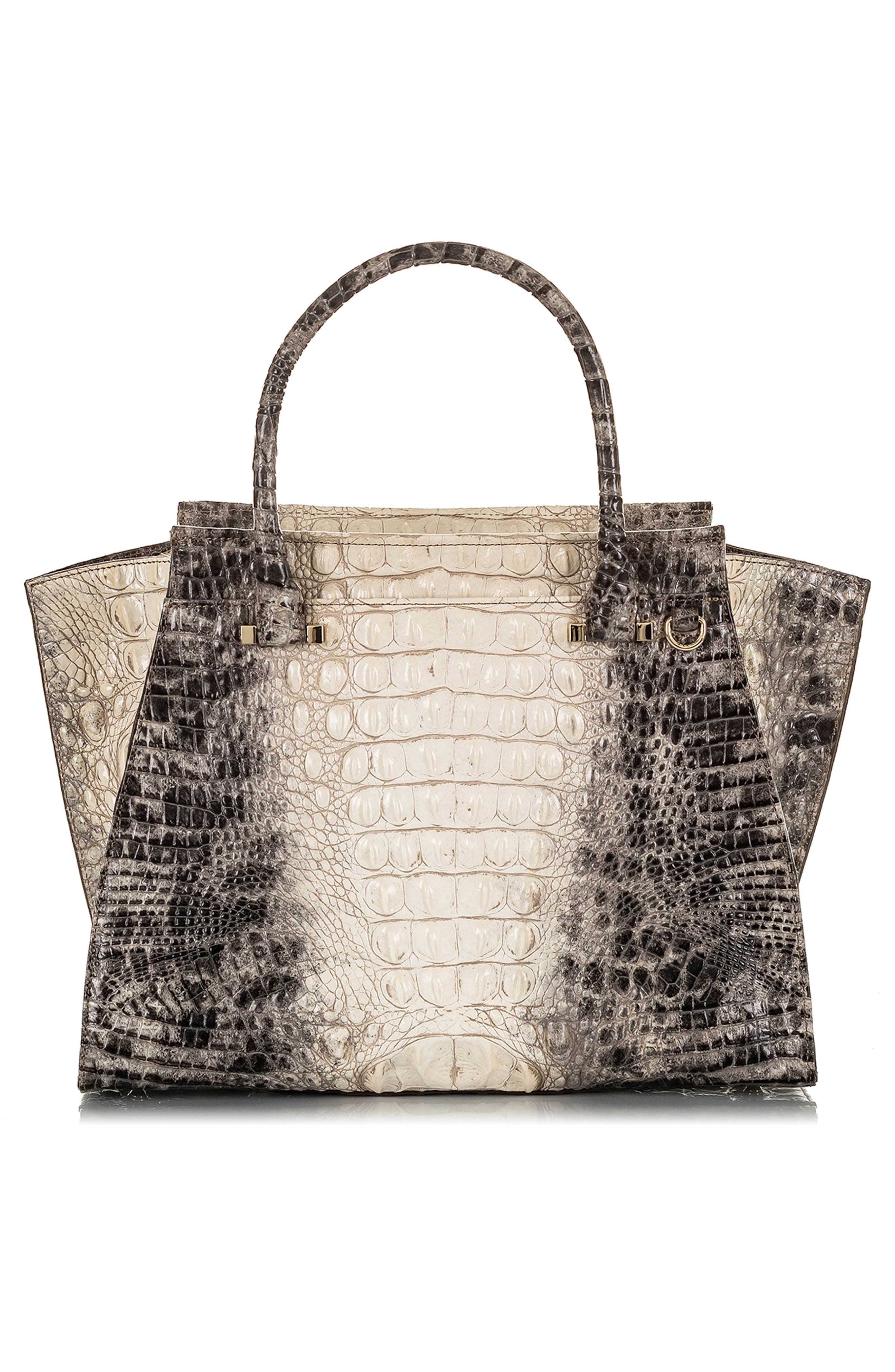 Brahmin 'Priscilla' Croc Embossed Leather Satchel, Alternate, color, 