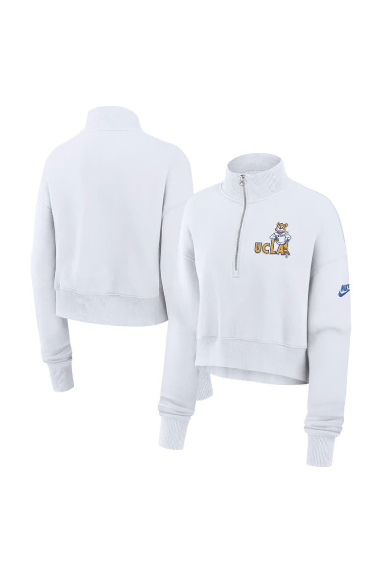 Women's Nike White UCLA Bruins Legacy Elevated Logo Cropped Half-Zip Sweatshirt, Alternate, color, White