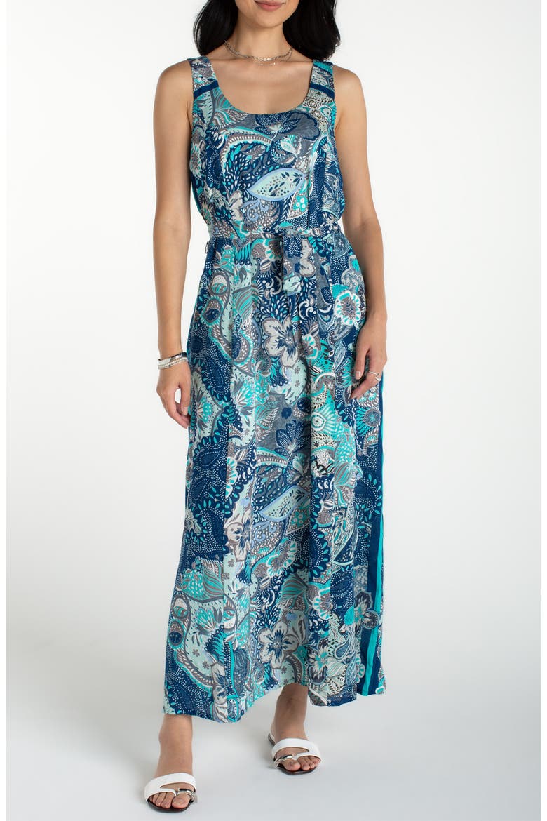 Floral Print Maxi Dress, Main, color, AQUA BLUE MLT