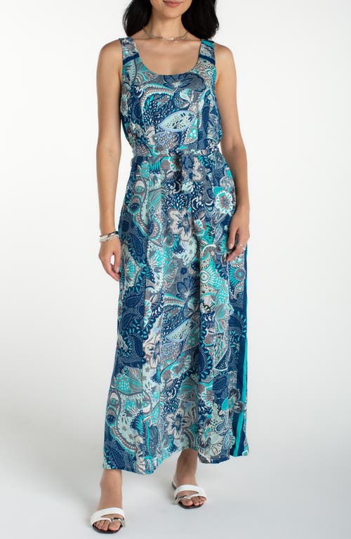 Liverpool Los Angeles Floral Print Maxi Dress in Aqua Blue Mlt at Nordstrom, Size Large