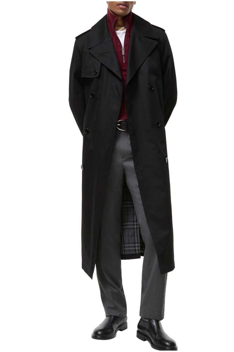 Long Gabardine Hoxton Trench Coat, Main, color, Black