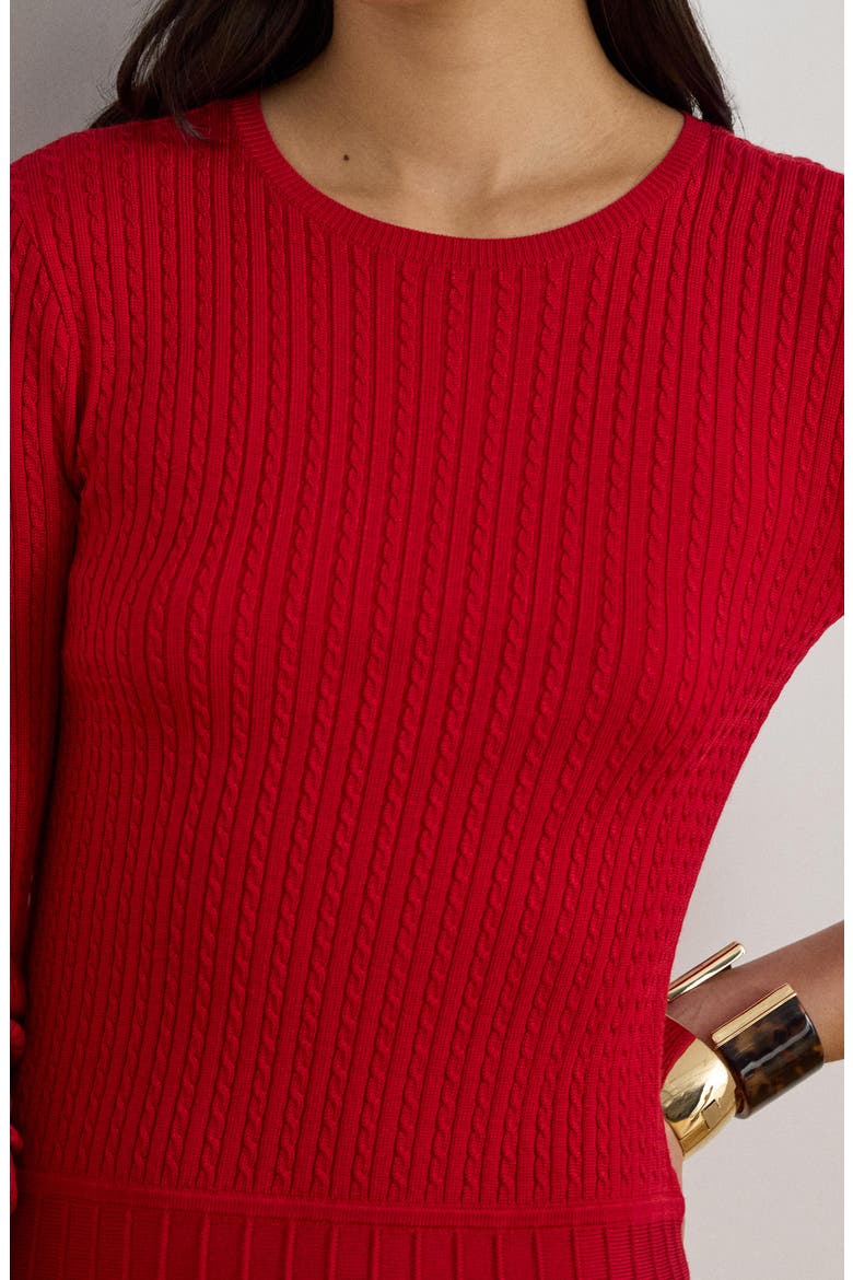 Cable Long Sleeve Sweater Dress, Alternate, color, CRUISE RED