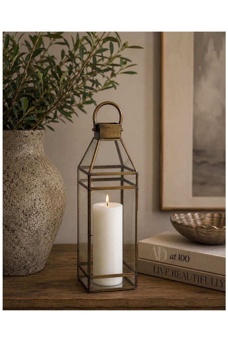 Medici Antique Brass Lantern, Alternate, color, GOLD
