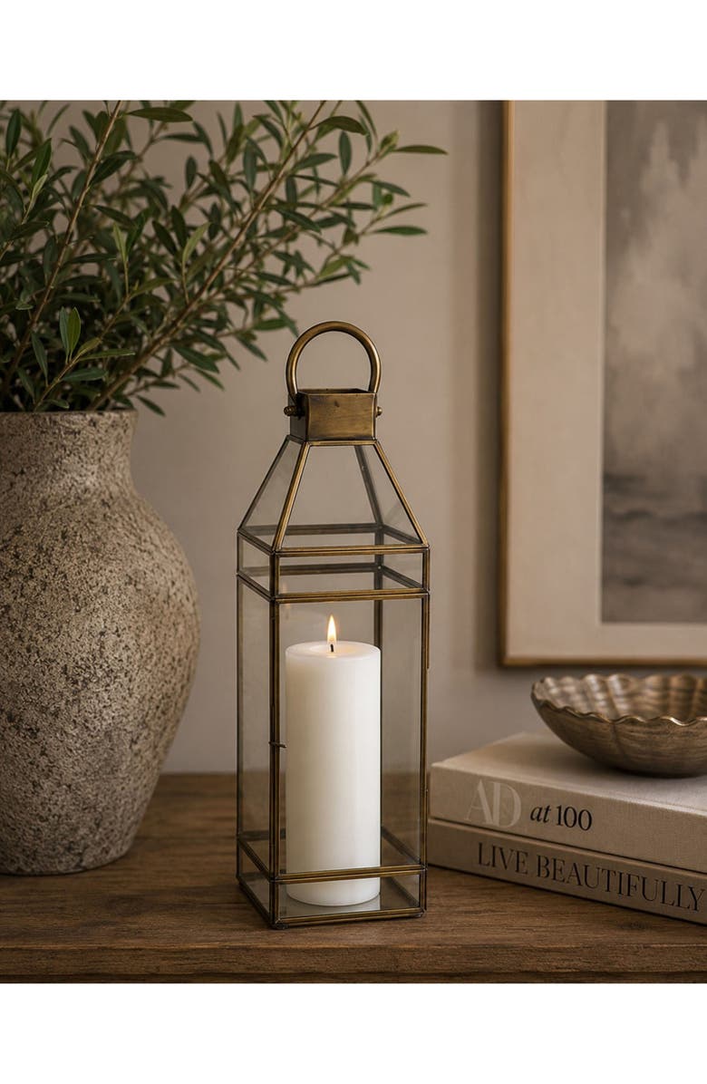 Zodax Medici Antique Brass Lantern, Alternate, color, Gold