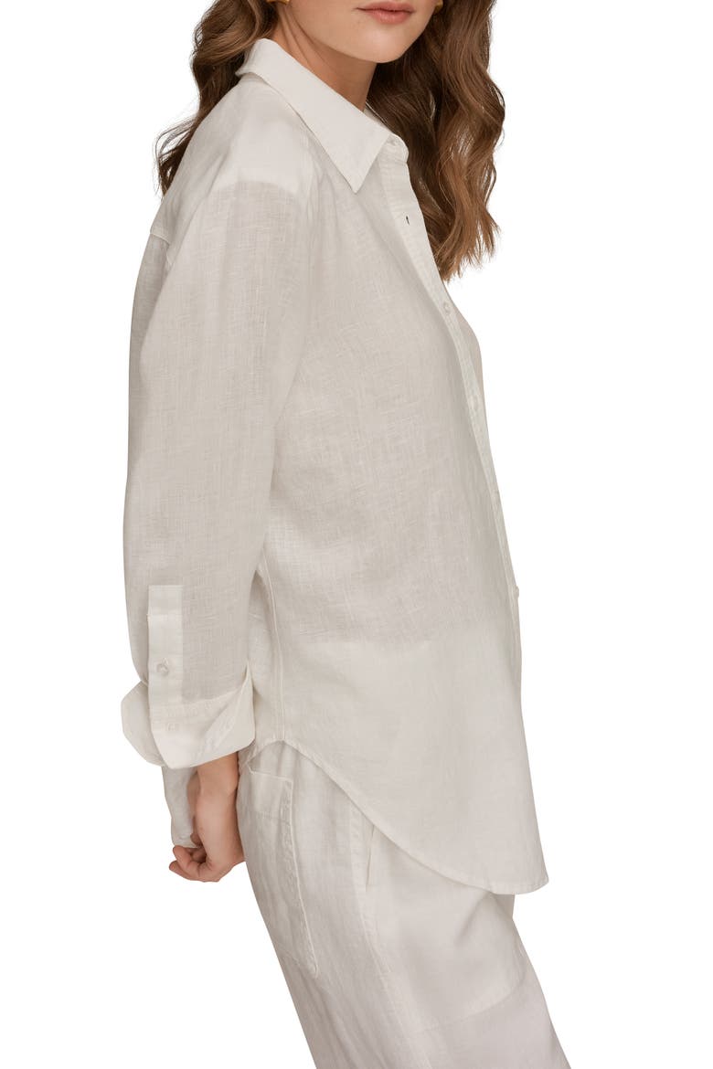 Linen Button-Up Shirt, Alternate, color, CREAM