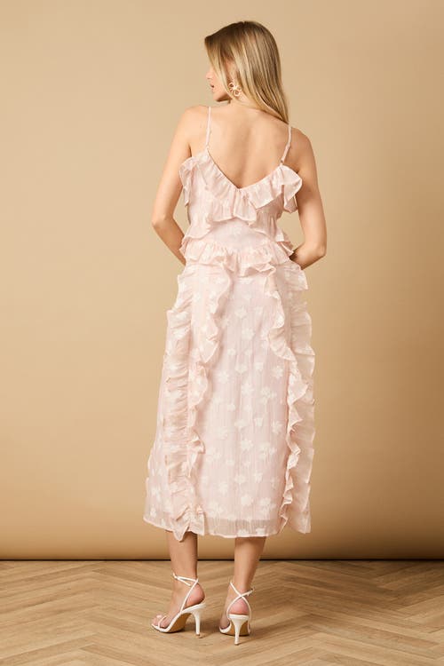 Oasis Ruffle Front V-neck Strappy Midi Dress In Pink