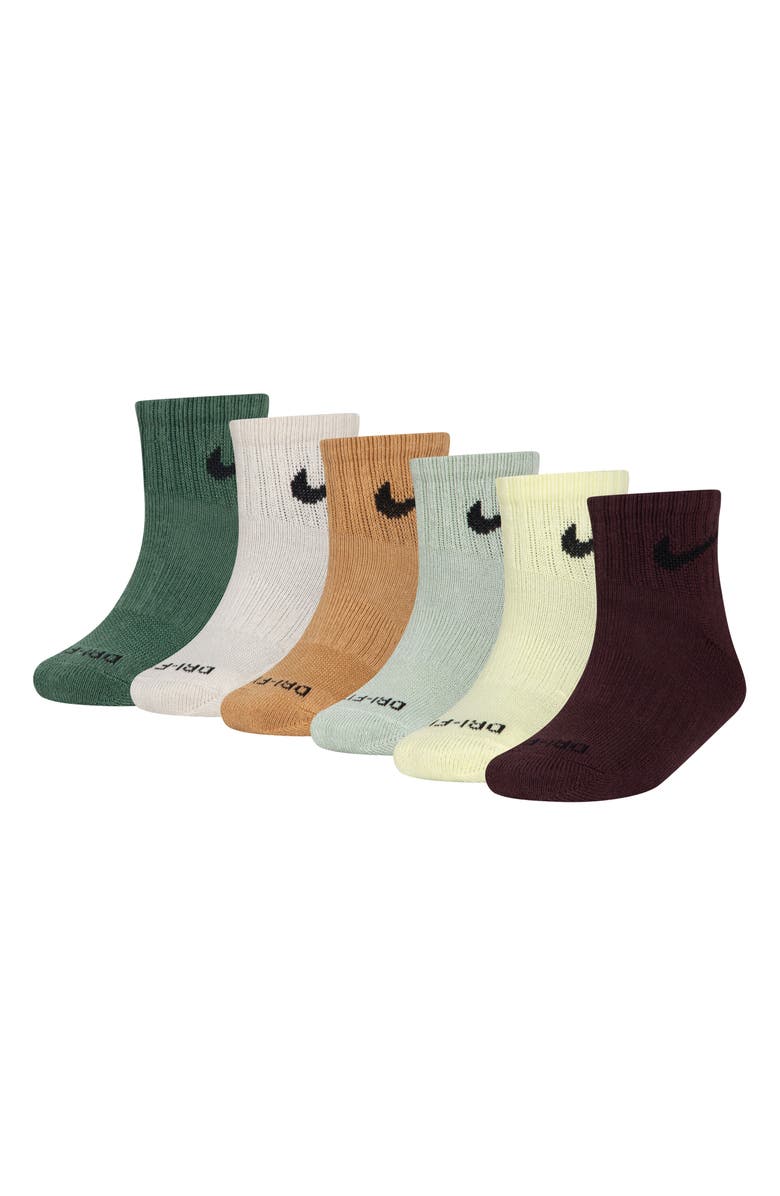 Nike Kids' 6-Pack Performance Quarter Socks, Main, color, Fir