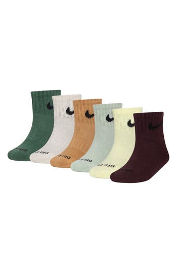 Nike Kids' 6-pack Performance Quarter Socks In Multi