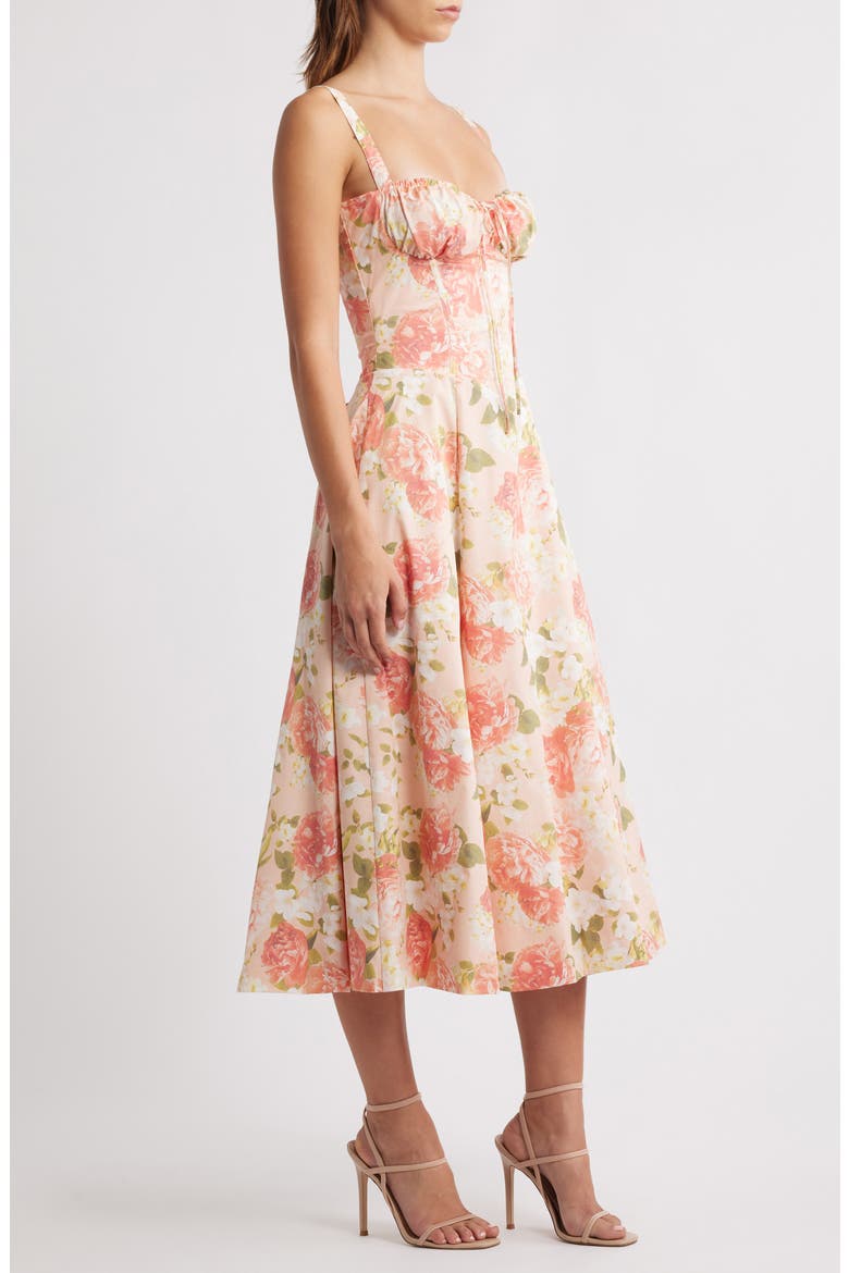 Carmen Bustier Sundress, Alternate, color, PINK PEONY PRINT 2