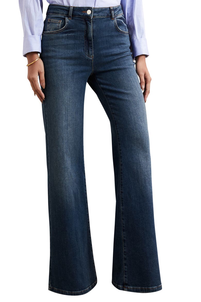 Bonnie Flare Jeans, Main, color, MID BLUE