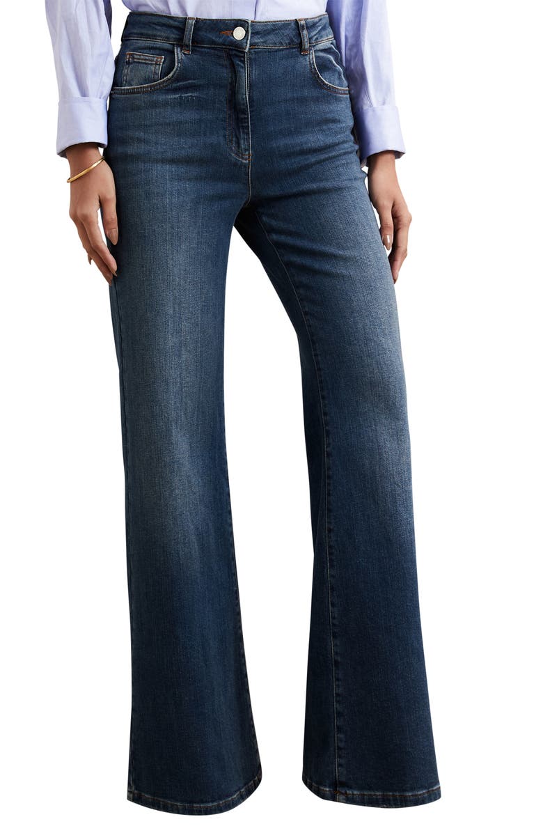 Reiss Bonnie Flare Jeans, Main, color, Mid Blue