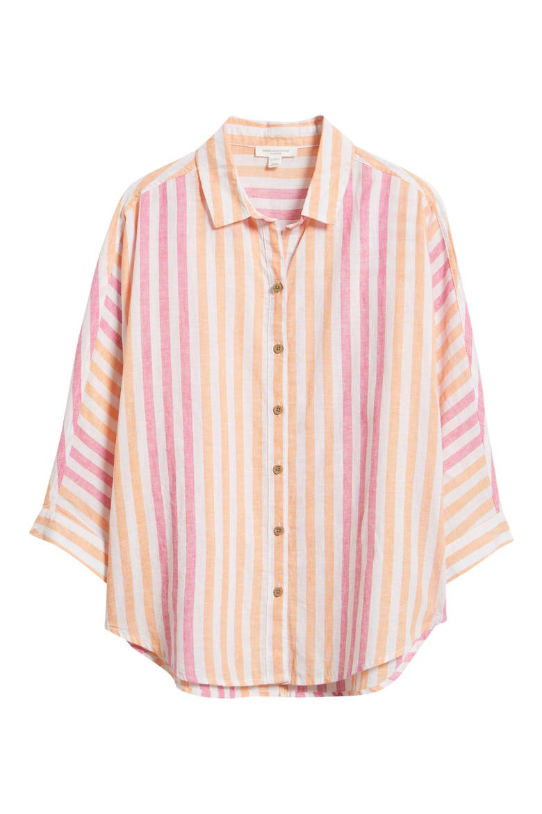 Wesley Linen & Cotton Shirt, Alternate, color, PINK TANGERINE