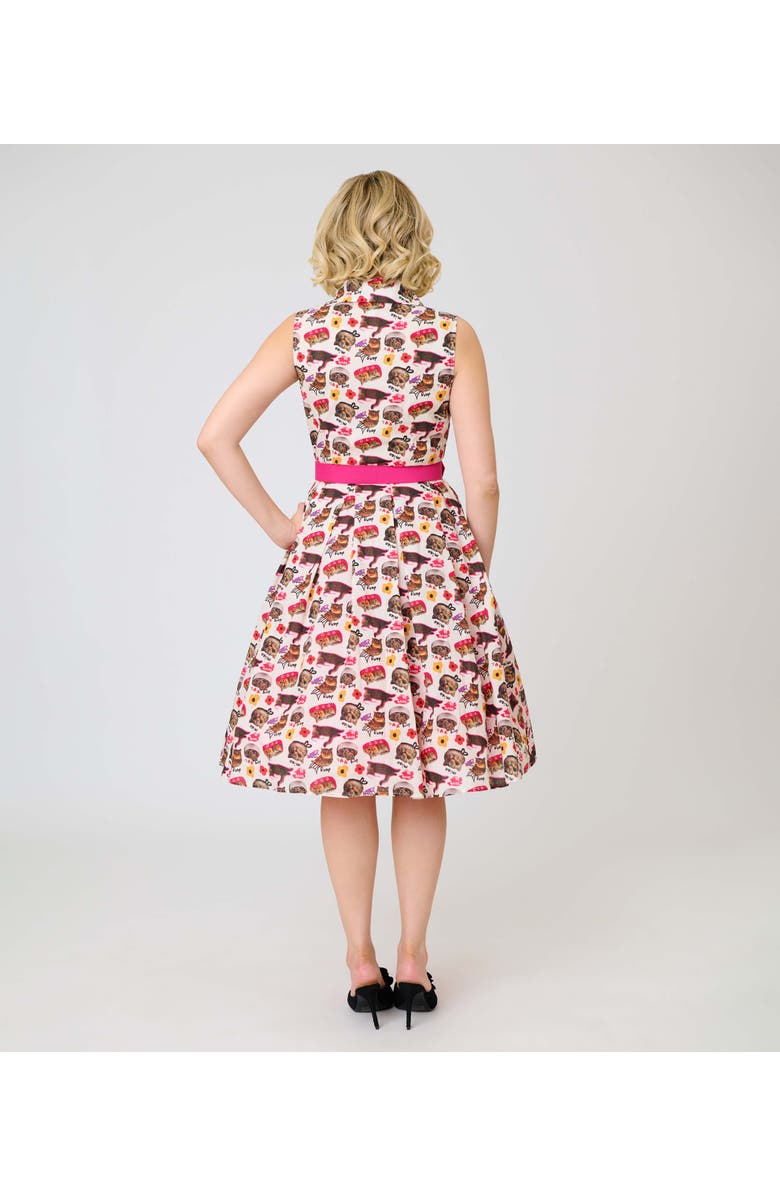 Unique Vintage 1950s Edith Swing Dress, Alternate, color, White Cat Print