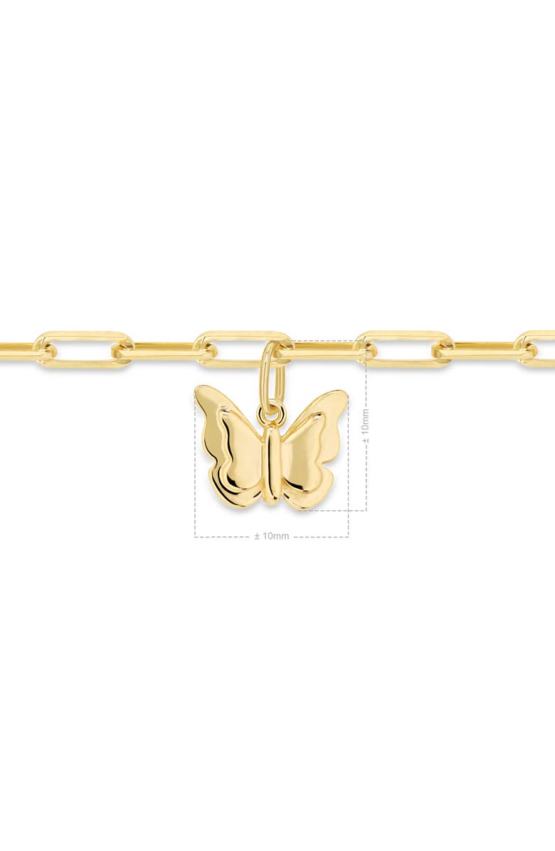 DEVATA Butterfly Charm with Paperclip Chain Bracelet in 14K Gold, 7", Alternate, color, Yellow Gold