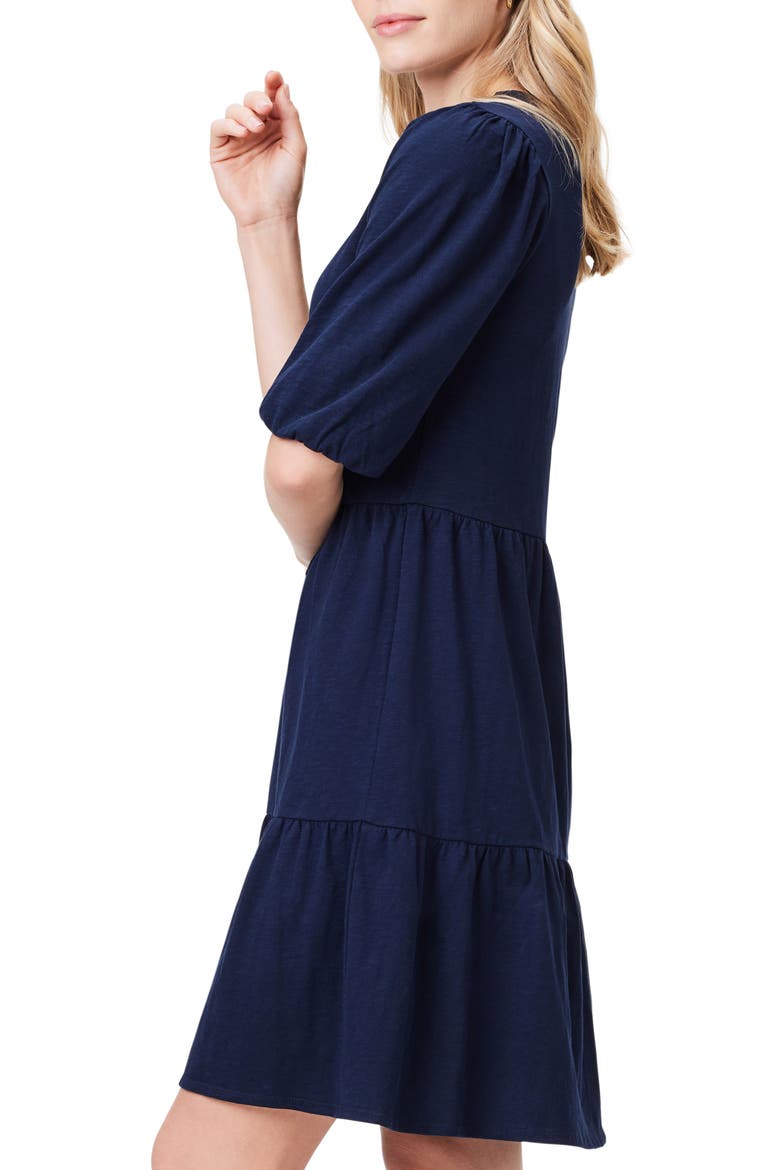 Elbow Sleeve Tiered Dress, Alternate, color, DARK INDIGO