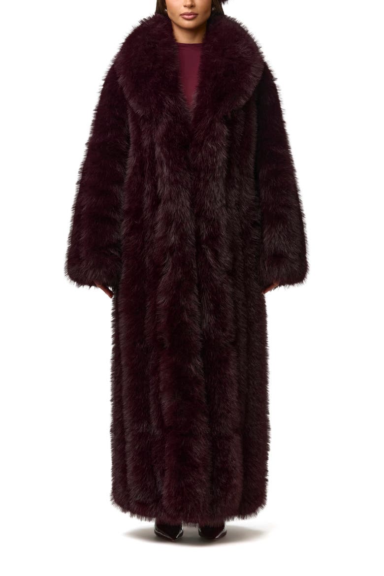Pelted Faux Fur Coat, Main, color, BORDEAUX