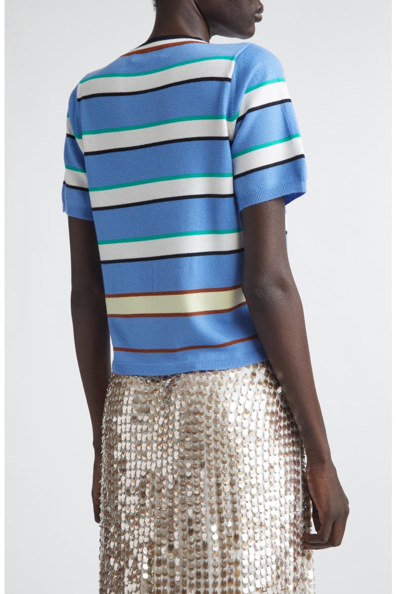 Benji Stripe Short Sleeve Wool Sweater, Alternate, color, HYACINTH