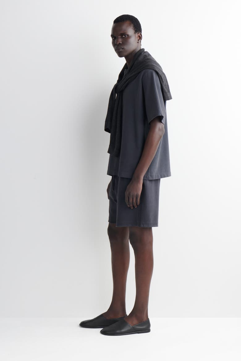 Garment-washed Cotton-jersey Shorts, Alternate, color, CHARCOAL