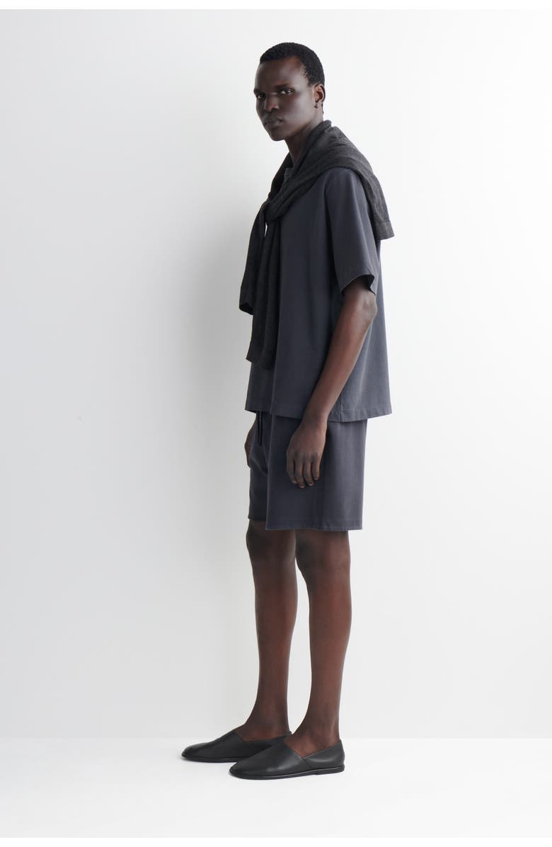 COS Garment-washed Cotton-jersey Shorts, Alternate, color, Charcoal