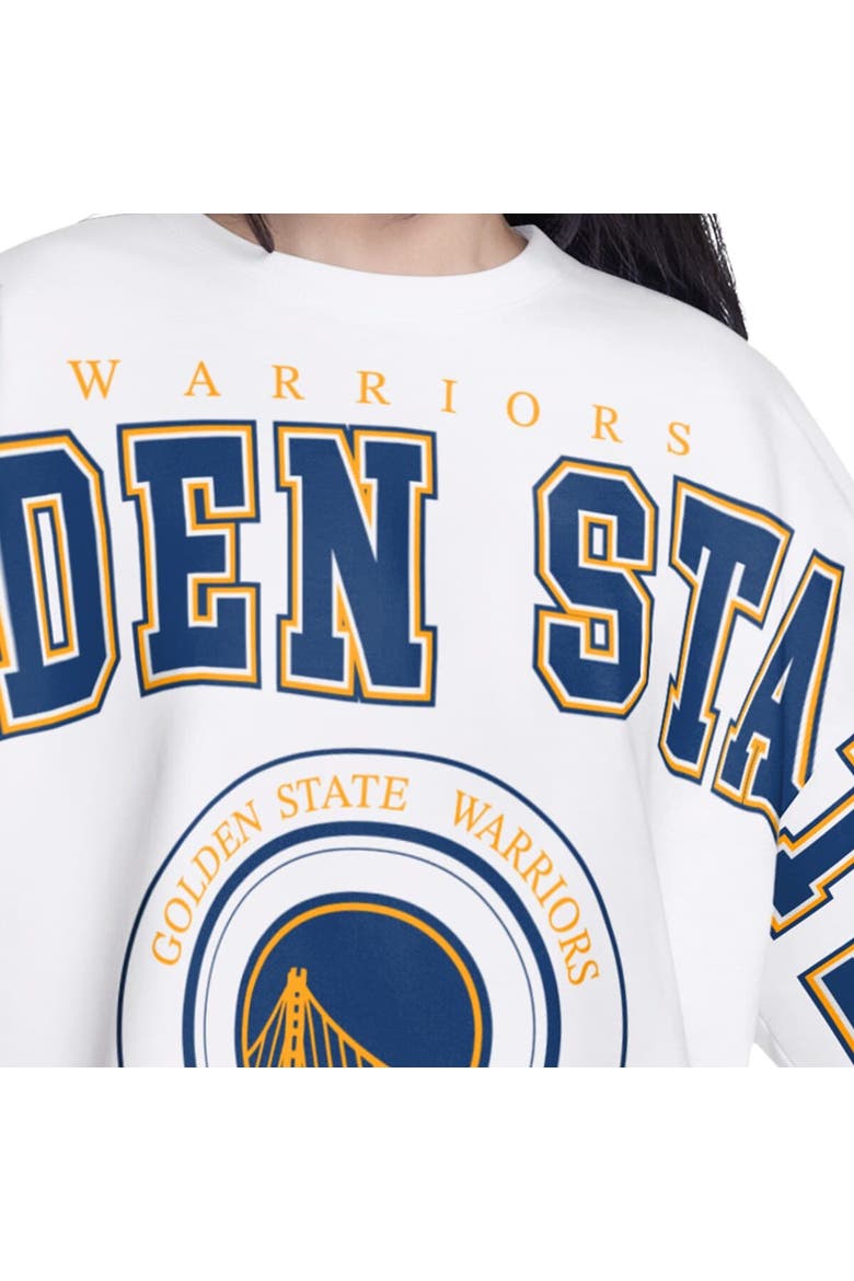 Women's G-III 4Her by Carl Banks  White Golden State Warriors Bleachers Cropped French Terry Sweatshirt, Alternate, color, White
