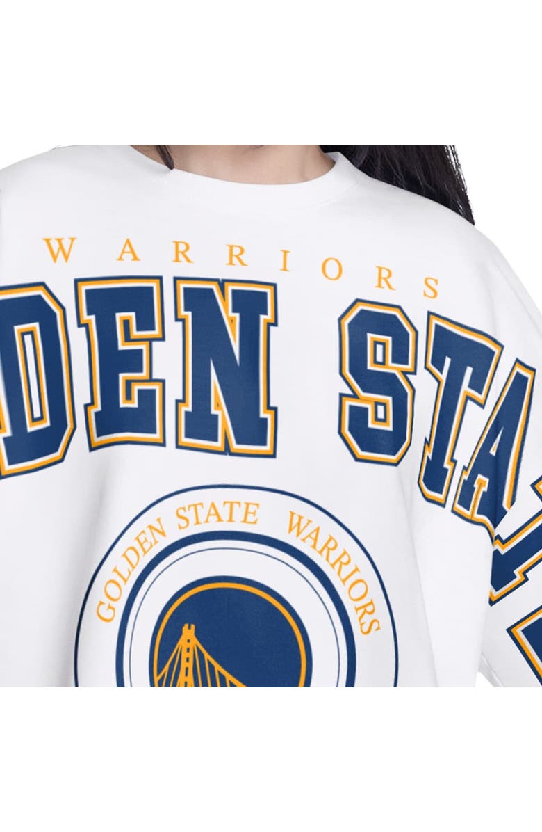 G-III 4HER BY CARL BANKS Women's G-III 4Her by Carl Banks White Golden State Warriors Bleachers Cropped French Terry Sweatshirt, Alternate, color, White