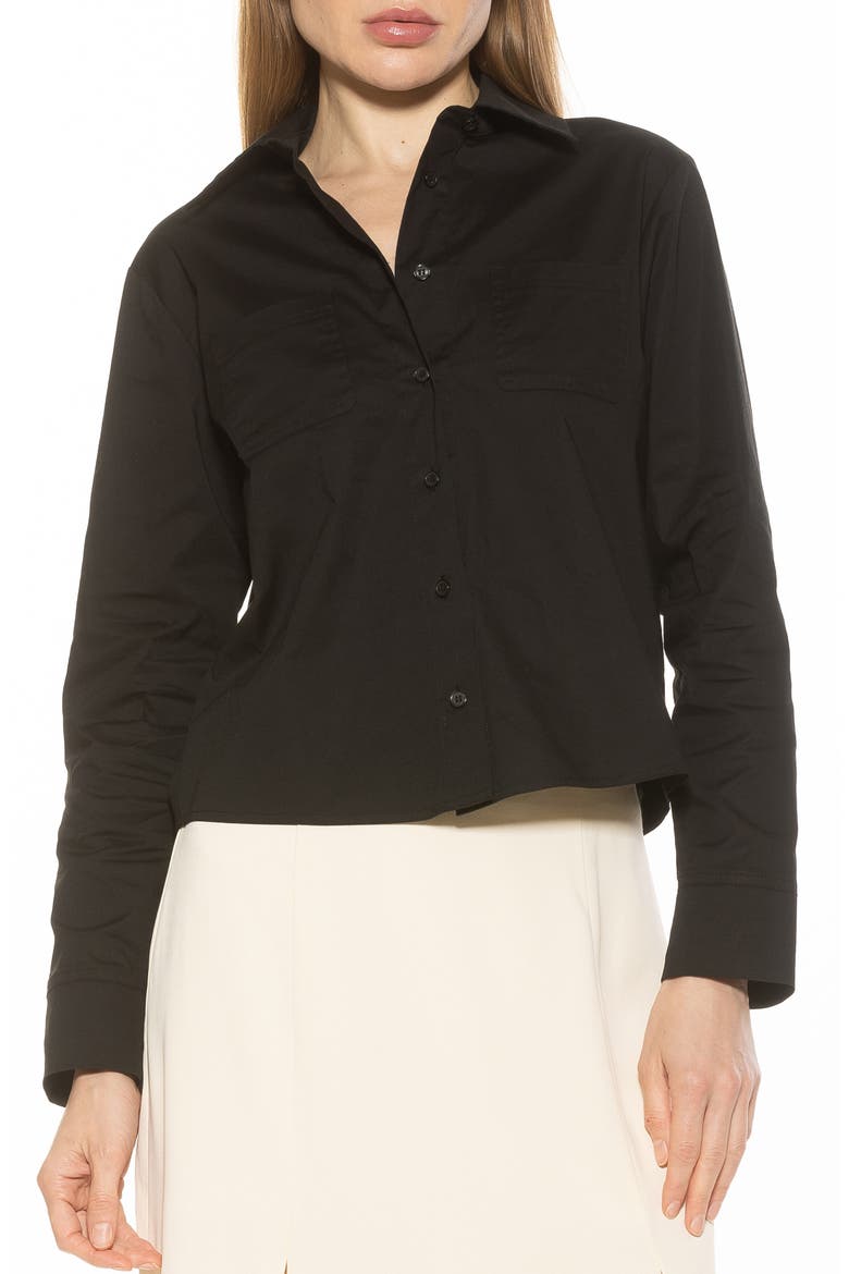 Roxanne Cotton Button-Up Shirt, Main, color, BLACK